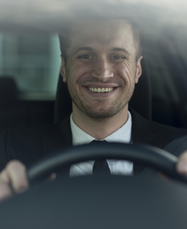 high angle man driving